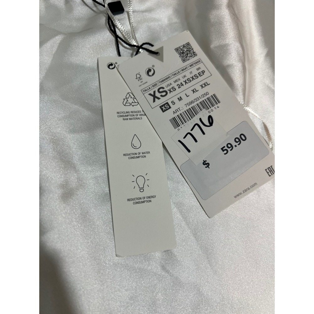 Zara White Satin Corset Maxi Dress Lace Up Back High Slit XS Bridal Old Money - Picture 7 of 11
